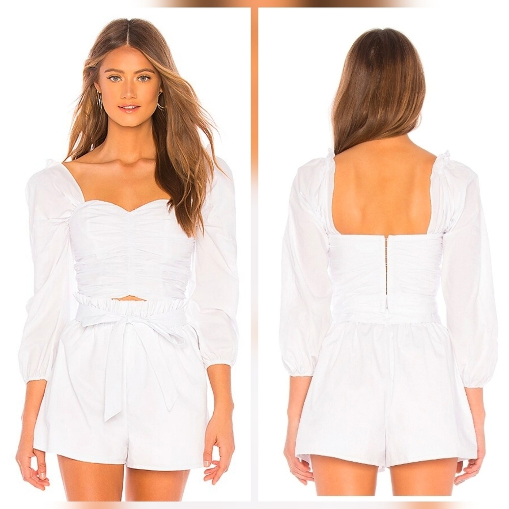 ❤️ LOVERS + FRIENDS OCTAVIA POPLIN CROP TOP, WHITE, XS